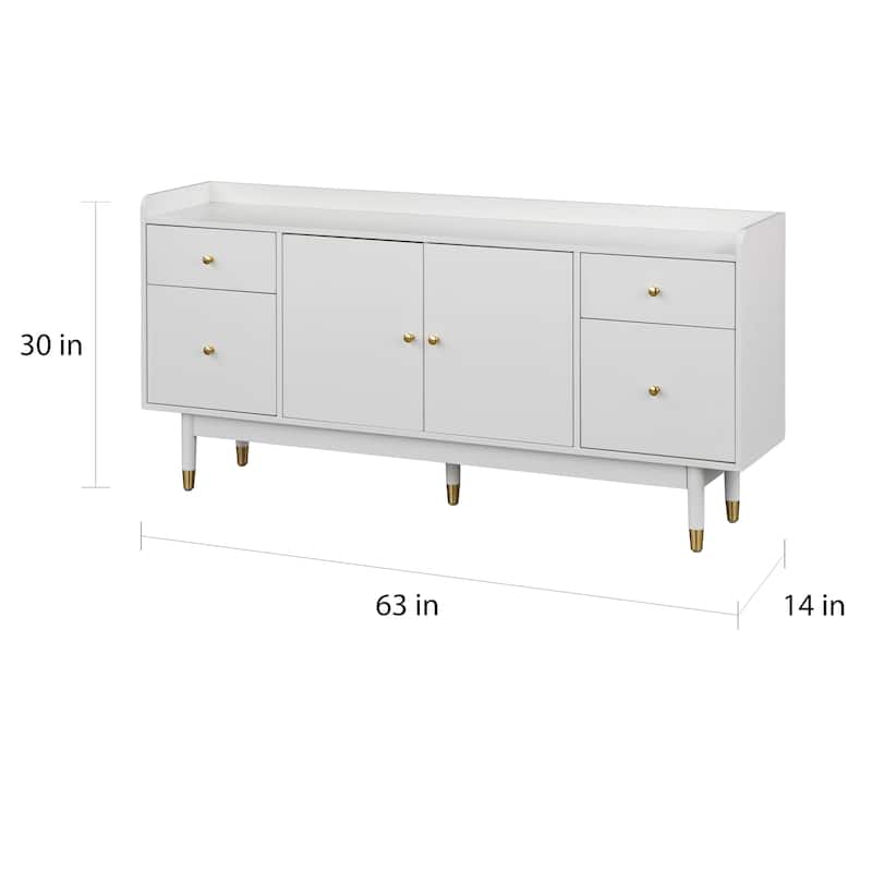 Lifestorey Thalia Mid-century White 2-door 4-drawer Buffet