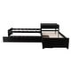 preview thumbnail 14 of 55, Twin Size L-Shaped Upholstered Platform Bed with Trundle and Two Drawers Linked, Solid Pine Wood Bed Frame, Built-in Desk