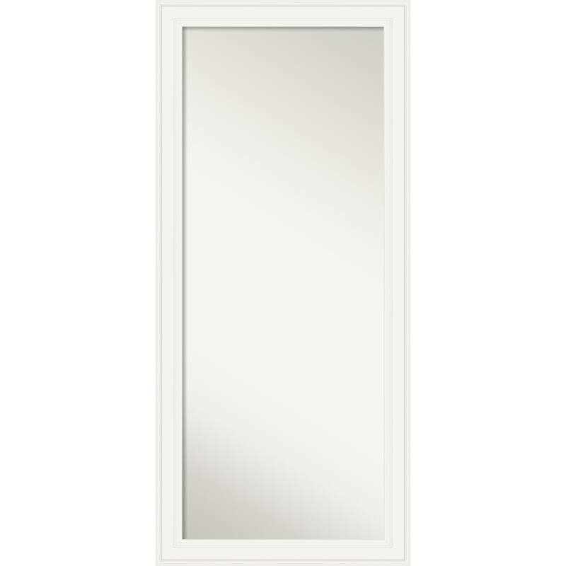 Non-Beveled Wood Full Length Floor Leaner Mirror 29.5 x 65.5 in. - Ridge White Frame - Ridge White - 30 x 66 in