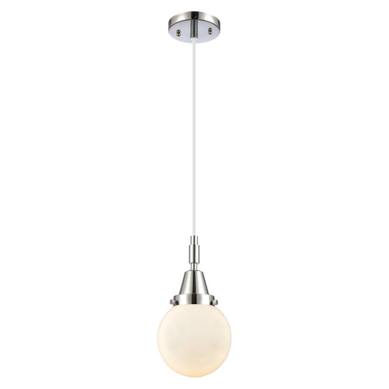 Innovations Lighting Downtown Urban - Caden Beacon - 1 Light 6" Cord Hung Mini Pendant - Polished Chrome/Matte White Shade