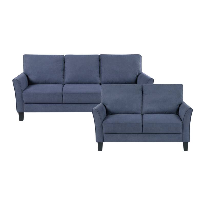 Felix Textured 2-Piece Living Room Set - Wood Finish Exposed Feet - Blue