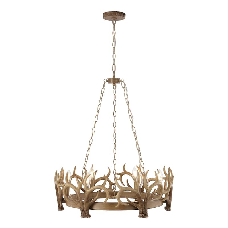 SAFAVIEH Lighting Corean Chandelier - 25" W x 25" D x 39-111" H - Antique White