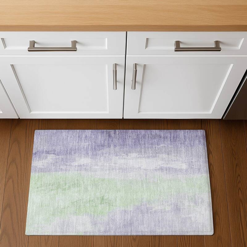 Premium Washable Super Soft Modern Watercolor Mayfield Rug - 1'8" x 2'6" - Lavender