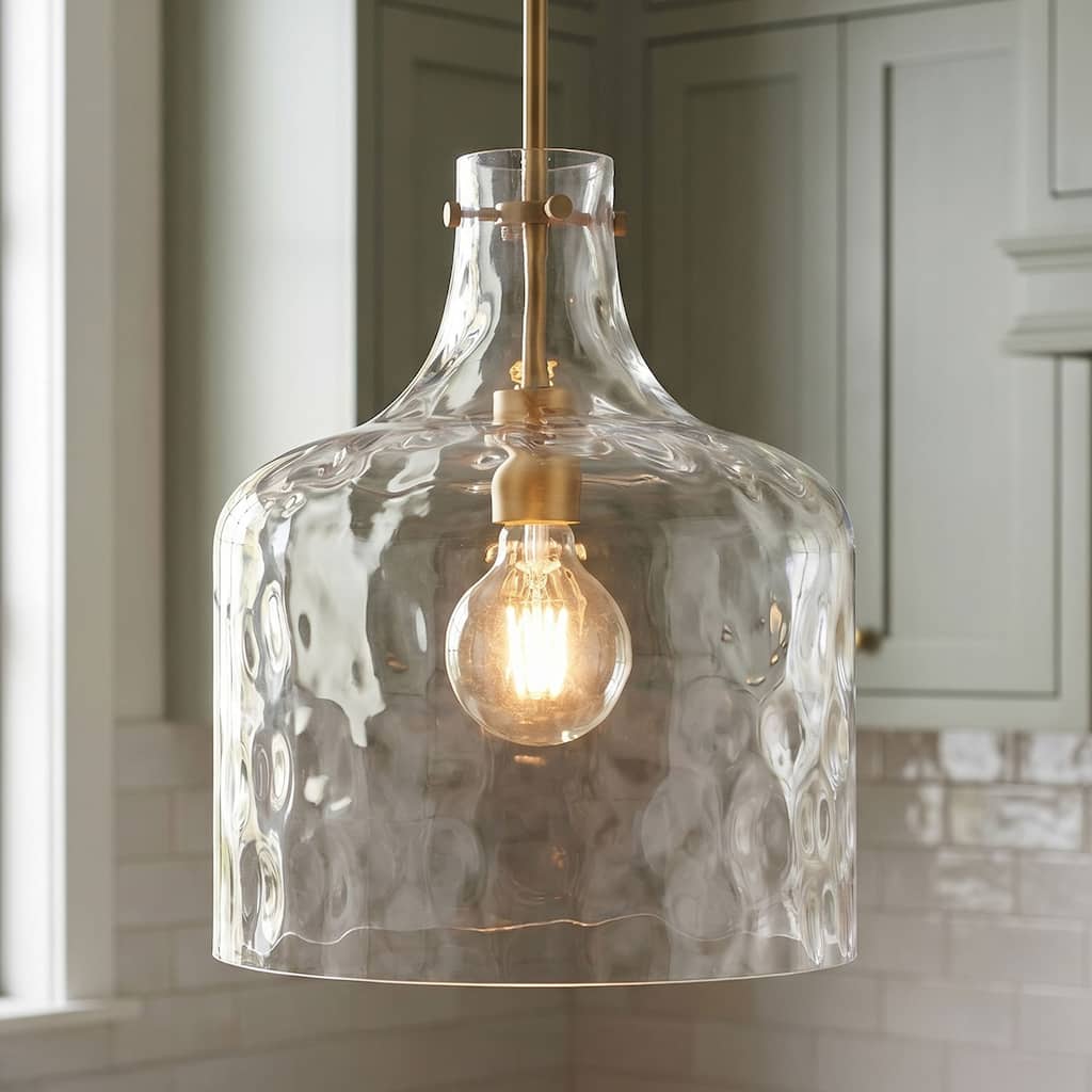 1-Light Clear Water Glass Shade Pendant
