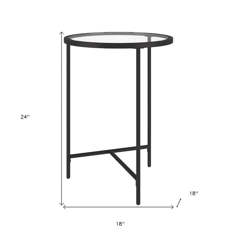 Clear Glass Round End Table with 3 Leg Steel Base - 18” x 18” x 24” (D x W x H)