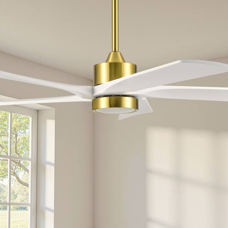 52" Ceiling Fan with Dimmable LED Lights - Gold with White Wood Blades