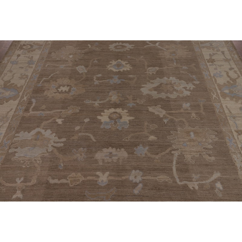 Vegetable Dye Brown Oushak Turkish Area Rug Hand-Knotted Wool Carpet - 8'2"x 10'0"