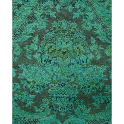 Fine Vibrance, One-of-a-Kind Hand-Knotted Area Rug - Green, 10' 1" x 10' 4" - 10' 1" x 10' 4"
