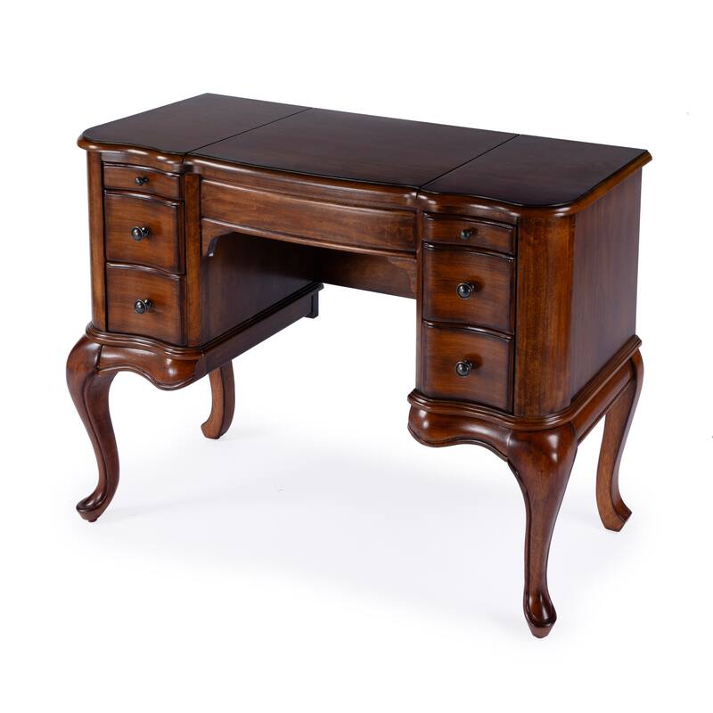 Charlotte 40 in. W Rectangular Wood Vanity/Valet Desk with Storage Drawers and Mirror
