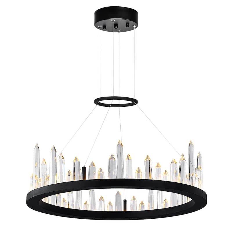 Juliette Integrated LED 24in Black Chandelier - Black