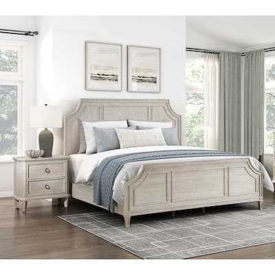 Traditional Bedroom 3pc Set Light Brown Finish Bed and Two Nightstands