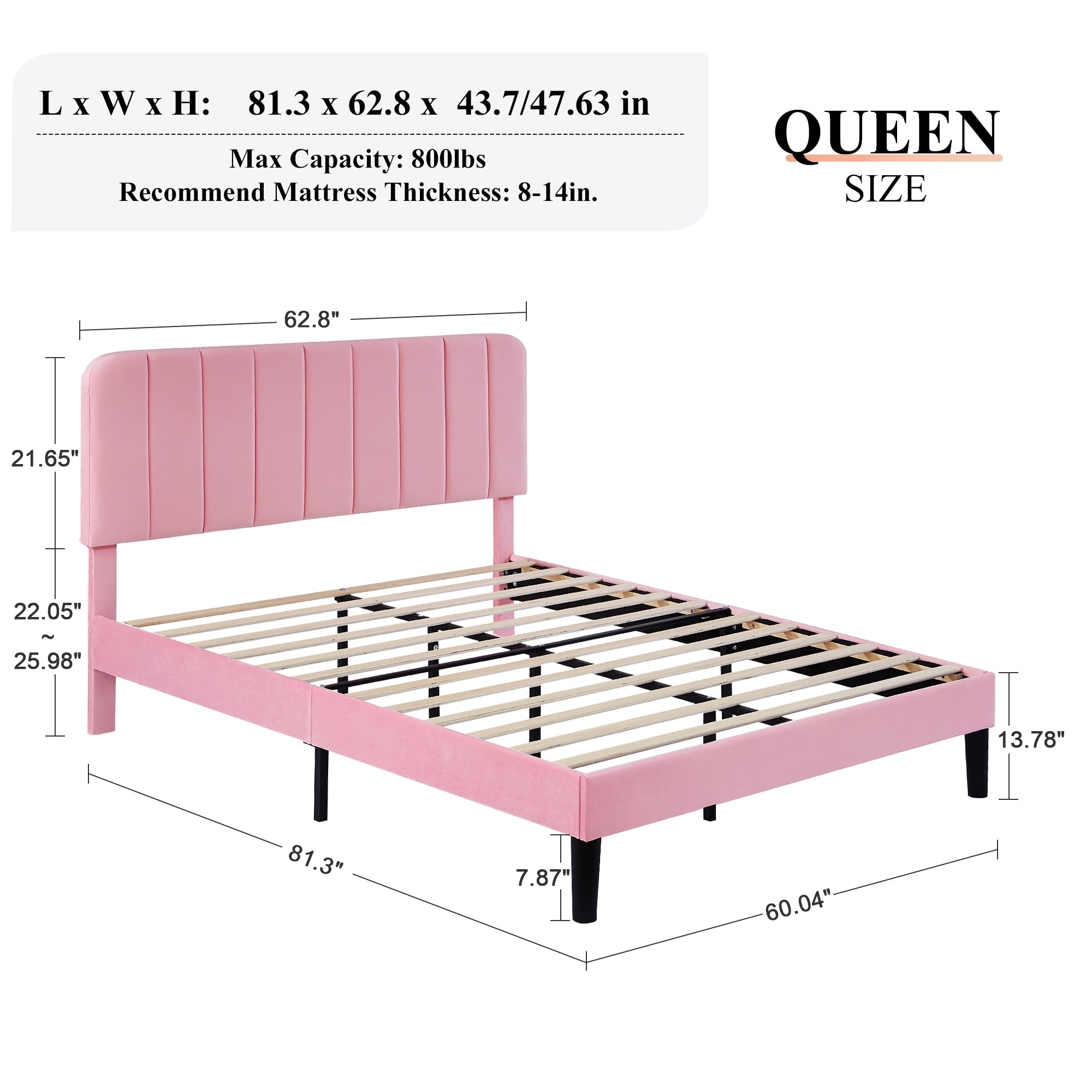 VECELO Upholstered Bed Frame with Adjustable Headboard, No Box Spring  Needed - Bed Bath & Beyond - 37123627