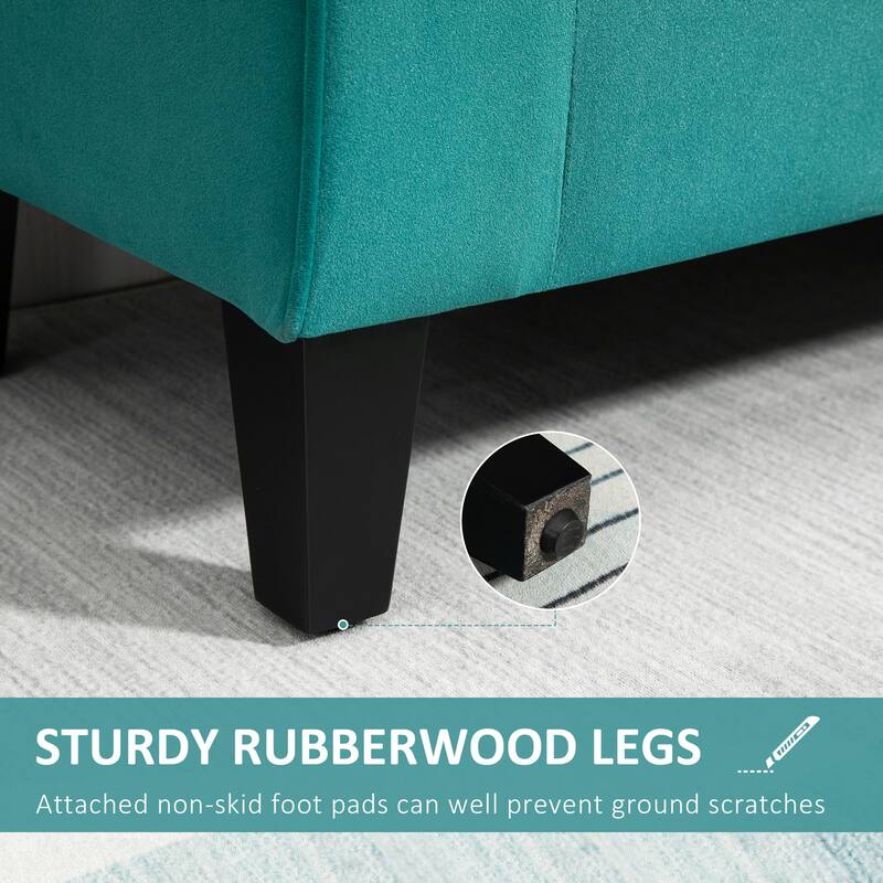 Velvet Button Tufted Storage Bench with Flip Top and Rubberwood Legs - 51.25" W x 17.75" D x 25.5" H