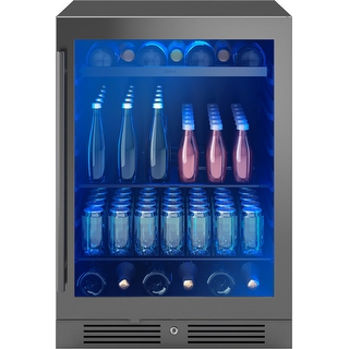 Lanbo 24 in.18-Bottle and 55-Can Stainless Steel 2-door Built-in