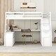 preview thumbnail 2 of 11, White Twin Size Wood Loft Bed with Drawers, Shelves & Desk