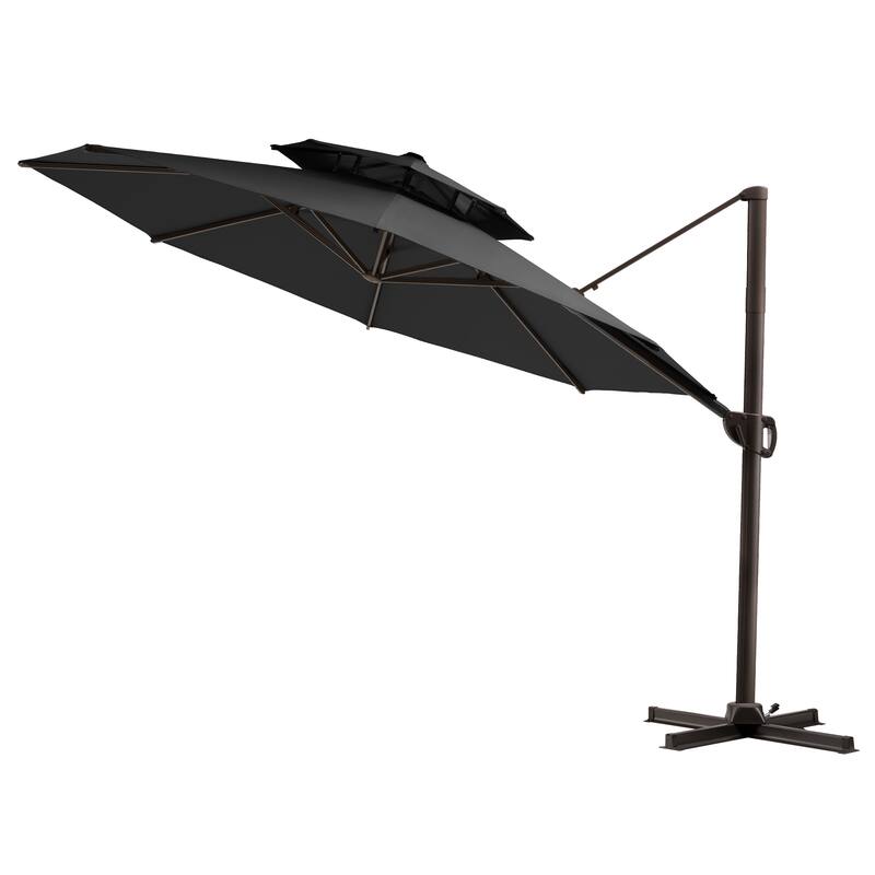 Crestlive Outdoor Luxury 11.5 Ft Patio Cantilever Umbrella with Tilting & Rotating Shading Area