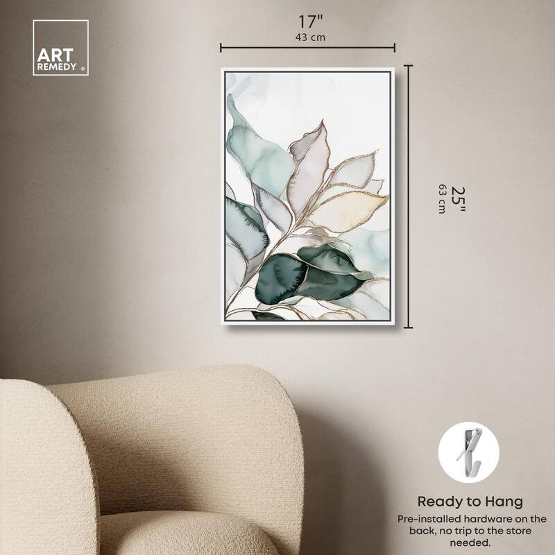Pastel Leaves with Gold I Canvas by Art Remedy
