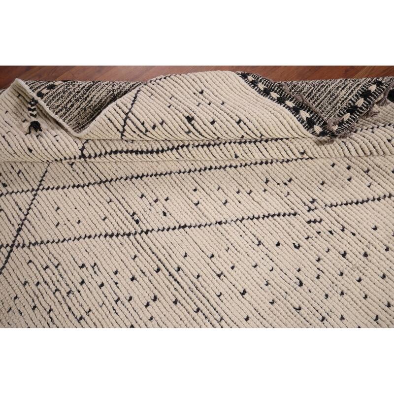 Striped Moroccan Area Rug Handmade Wool Carpet - 5'8" x 9'8"