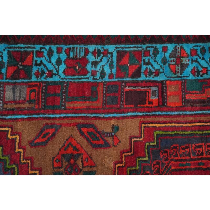 Hand Knotted Oriental 100% Wool Carpet Traditional Tribal Red Ardebil Runner Rug - 10' 6'' X 3' 6''