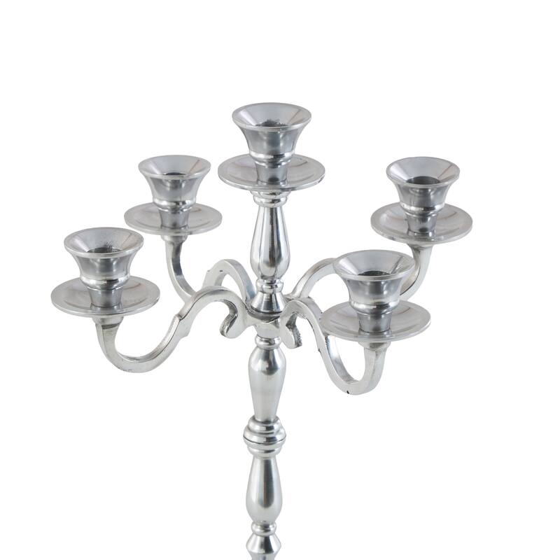 Aluminum Metal Candelabra - Silver - Roche River Decor - 10"W x 10"L x 23"H