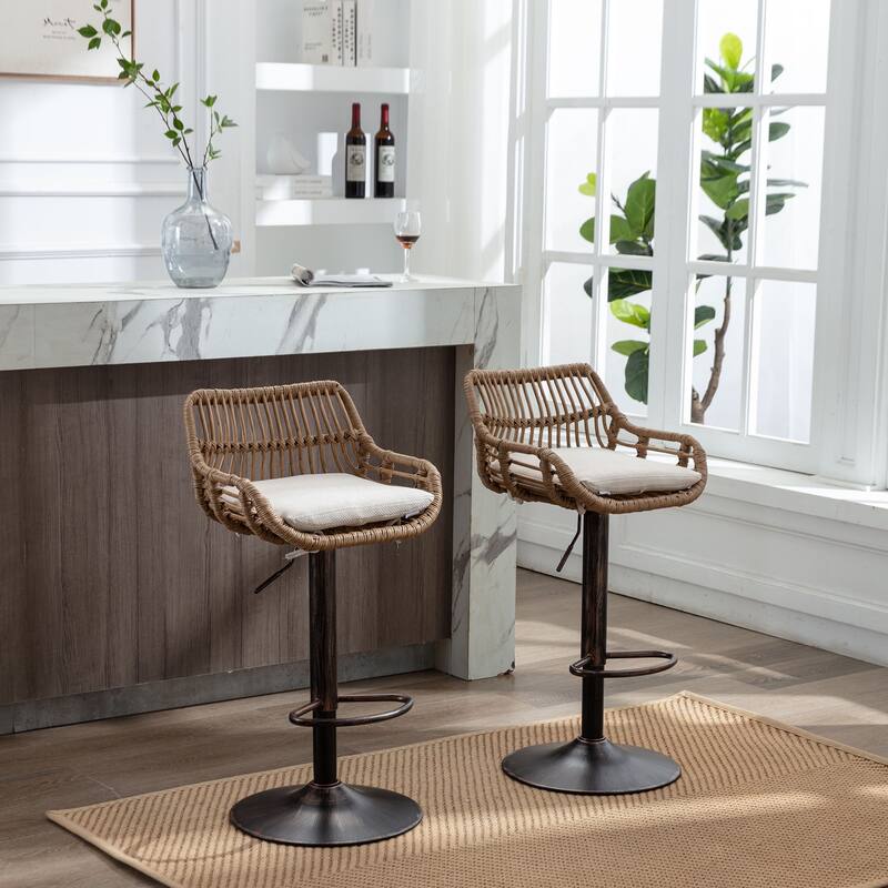 Swivel Bar Stools Set of 2 Adjustable Counter Height Chairs