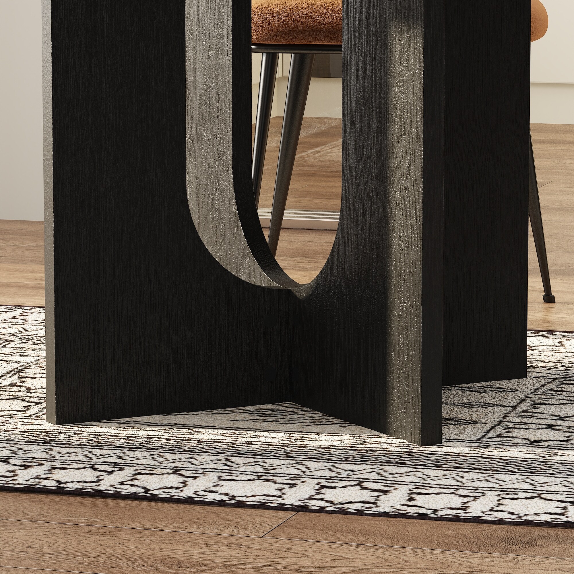 Folding Wood Grain Dining Table with Expandable Round Top Modern