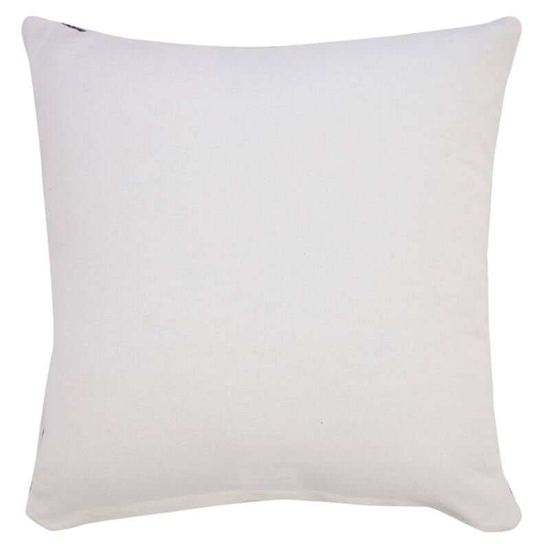 20" Blue and White Hand Woven Geometric Square Throw Pillow