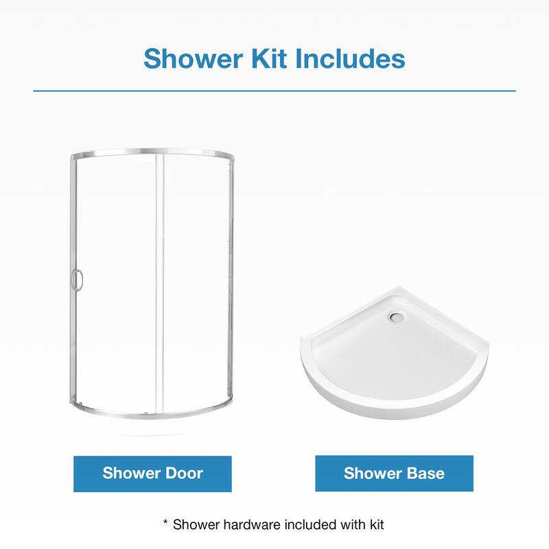 OVE Decors Breeze Corner Shower Sliding Door with Base and Clear