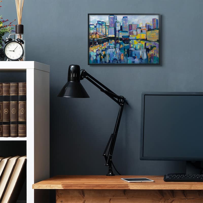 Stupell Boston Harbor Abstract Cityscape Painting Framed Wall Art