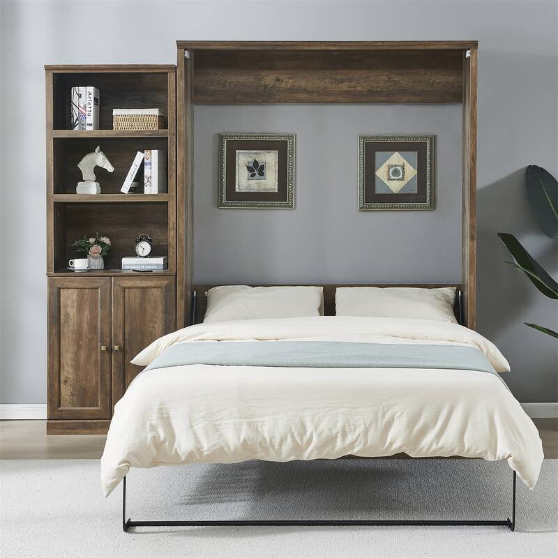 Murphy Wall Bed with 1 Side Cabinet Storage Shelf by Harper&Bright Designs