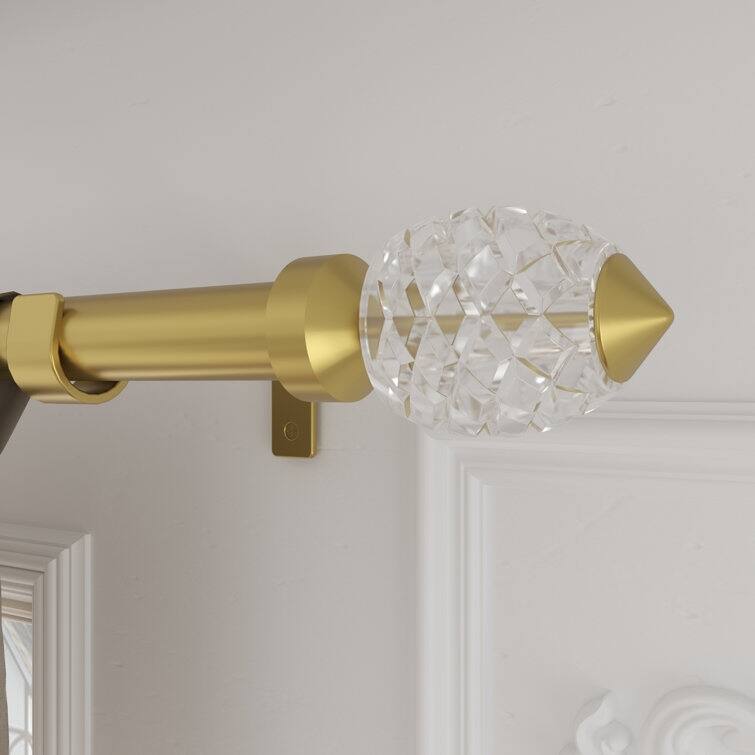 Acroma Adjustable Single Gold Curtain Rod for Windows & Doors. - 48 to 84 inches.