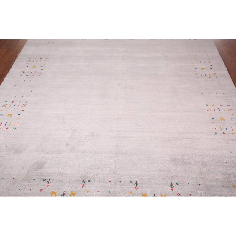 Tribal Gabbeh Indian Square Area Rug Hand-Knotted Wool Carpet - 7'5"x 7'9"