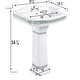 preview thumbnail 5 of 10, India Reserve 22.8" White Porcelain Wall Mount Pedestal Sink with Green Gold Accent - Renovators Supply