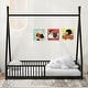 preview thumbnail 2 of 11, Black Twin Size Metal House Platform Bed with Triangle Structure and Guardrail for Kids, Boys and Girls