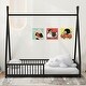 preview thumbnail 2 of 10, Metal Twin Size House Platform Bed with Triangle Structure, Contemporary Style Kids Bed Frame with Guardrail for Bedroom, Black
