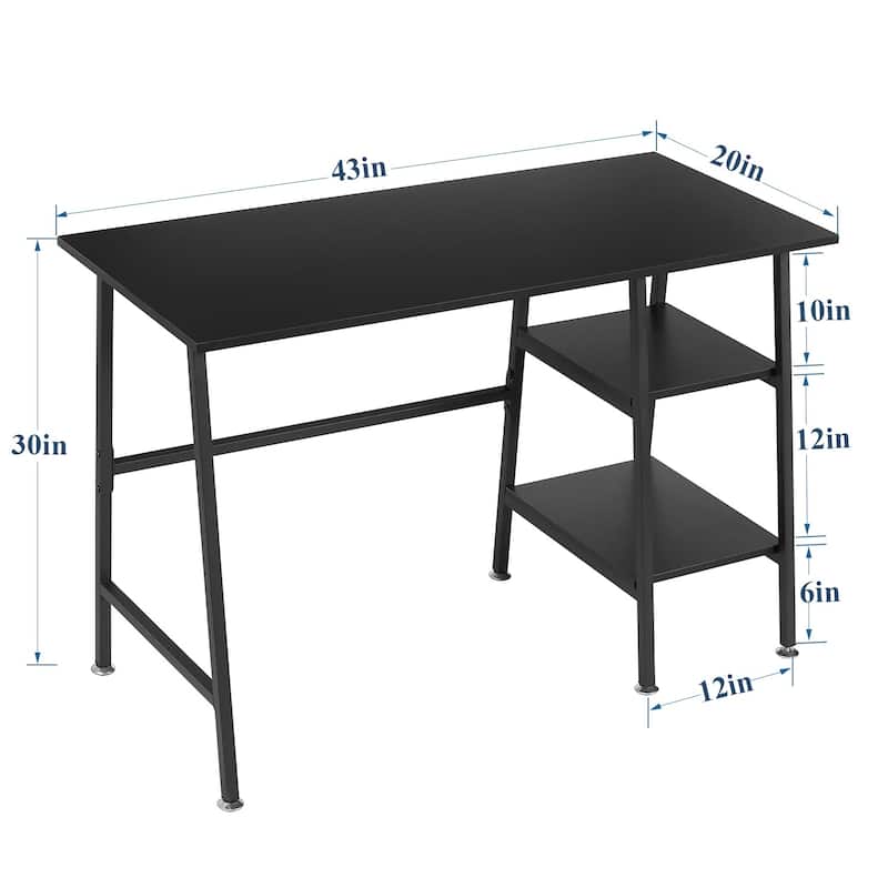 VECELO Small Gaming Computer Desk Home Office Desk with Storage Shelves Writing Table Small computer desk