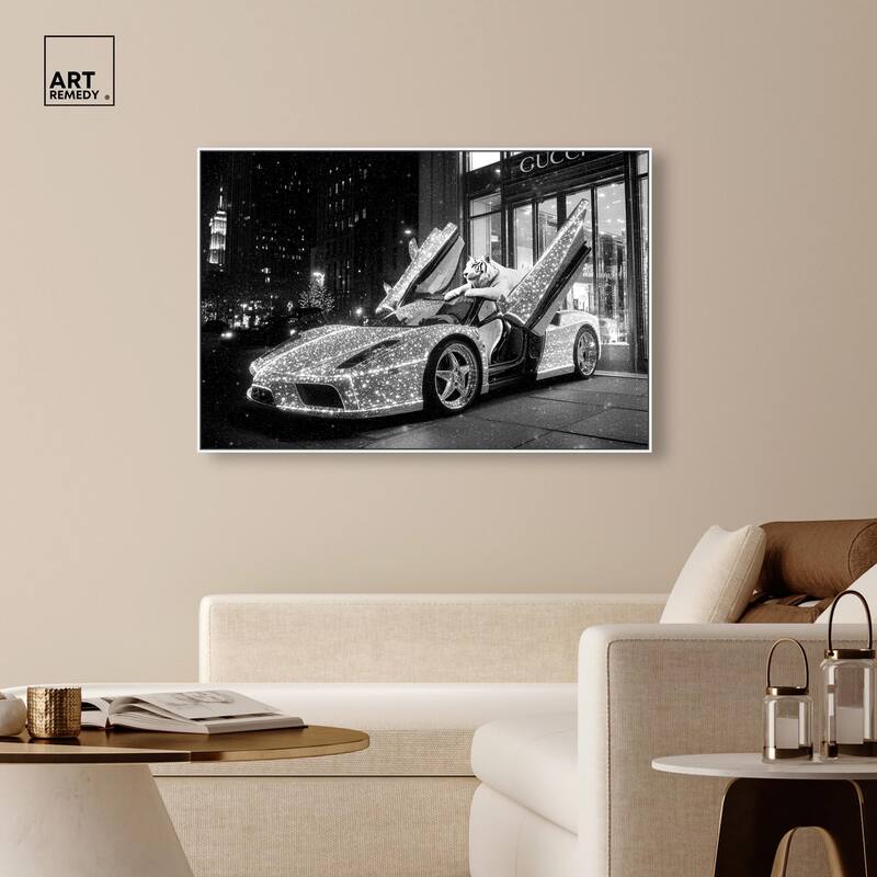 Glistening Tiger and Car Canvas by Art Remedy