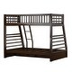 preview thumbnail 6 of 6, Espresso Twin over Full Solid Wood Bunk Bed with Ladder for Kids, Boys and Girls, Bedroom
