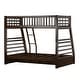 preview thumbnail 6 of 6, Espresso Twin over Full Solid Wood Bunk Bed with Ladder for Kids
