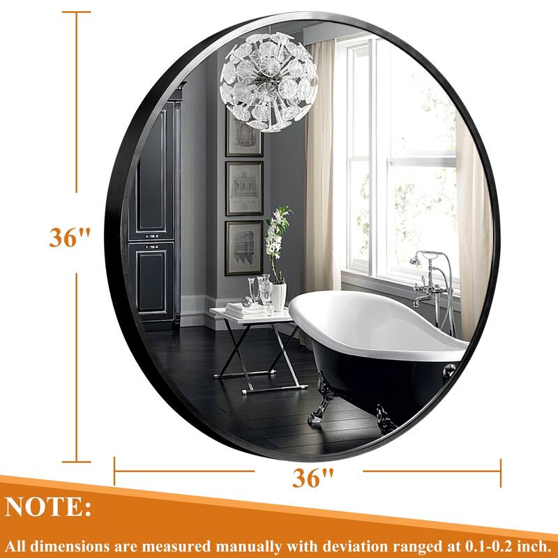Classic Round Accent Bathroom Mirror Metal Frame Hanging Wall Mounted Circle Mirror for Wall Decor Vanity Entryway Living Room