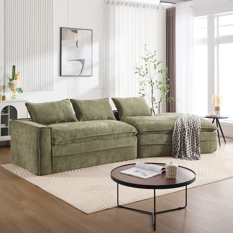 Modern Modular Sectional Sofa, Upholstered Cloud Couch with Deep Seats - Green