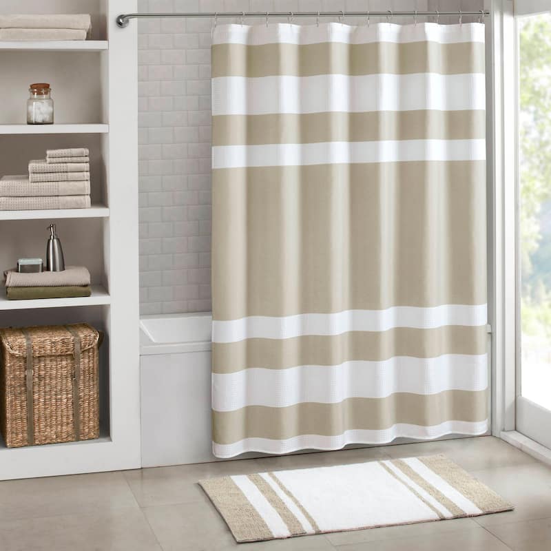 Madison Park Spa Waffle Shower Curtain with 3M Treatment
