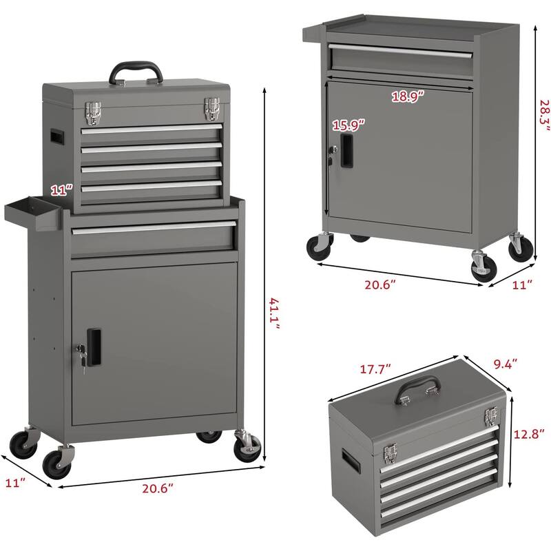 5-Drawer Rolling Tool Chest Storage Cabinet with Lock Tool Box