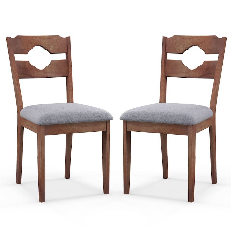 Gymax Set of 4 Dining Chair w/ Padded Seat High Back Rubber Wood Frame