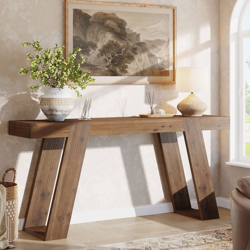 Solid Wood Console Table, Sofa Table Behind Couch, Hallway Entrance Foyer Living Room Accent Entryway Table