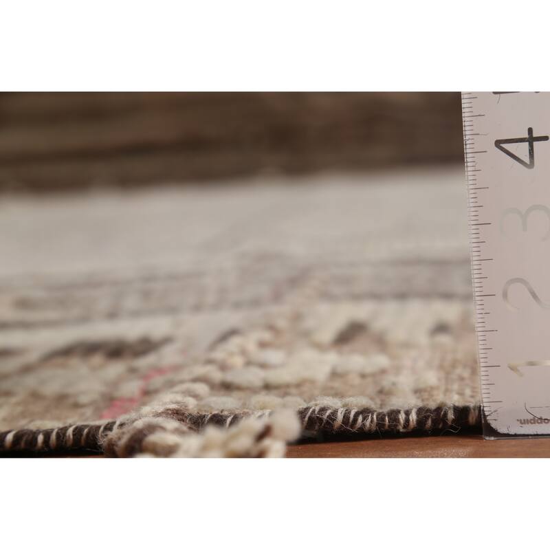 Striped Moroccan Oriental Large Area Rug Hand-Knotted Wool Carpet - 12'0"x 15'8"