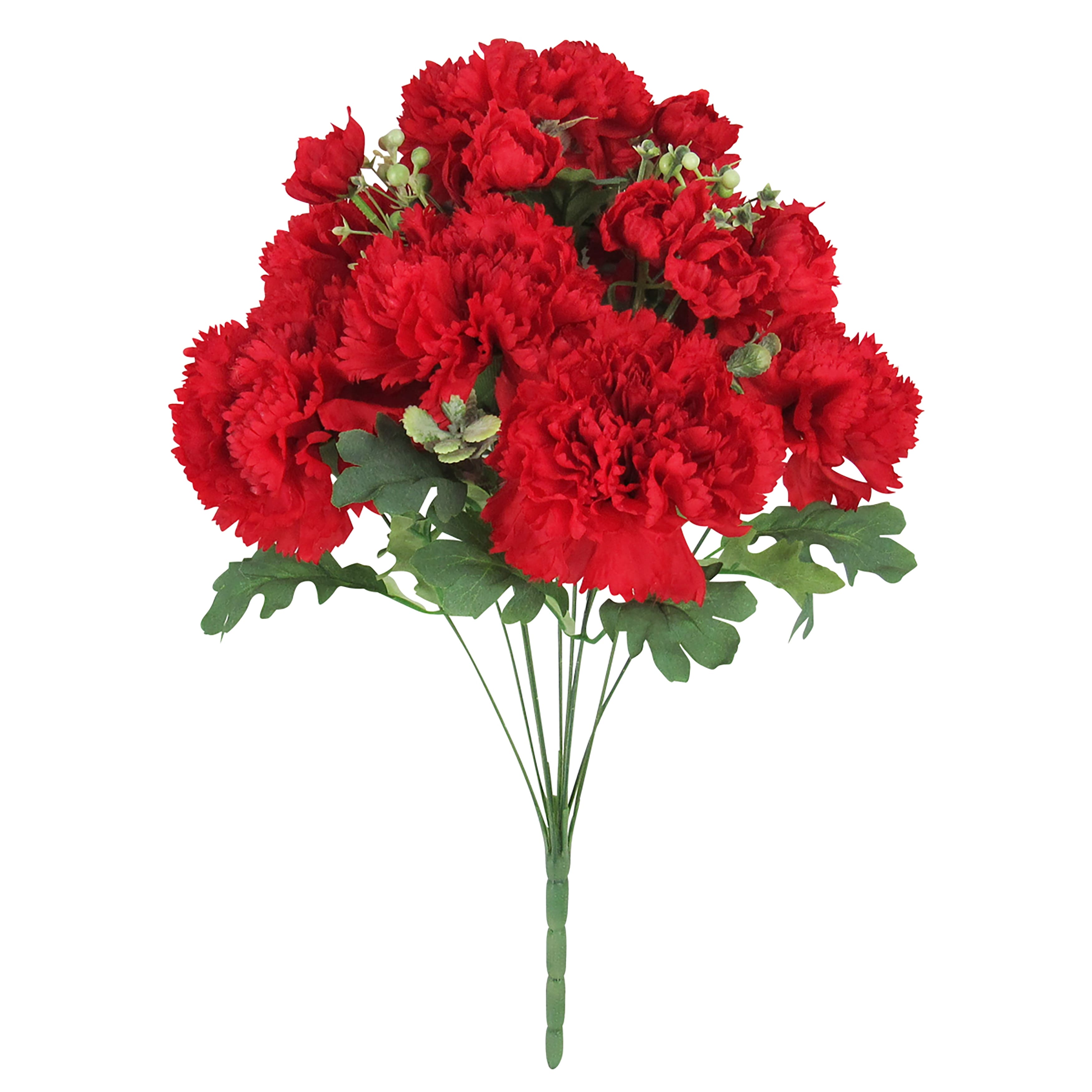 Set of 2 Red Artificial Carnation Flower Stem Bush Bouquet 18in 18" L