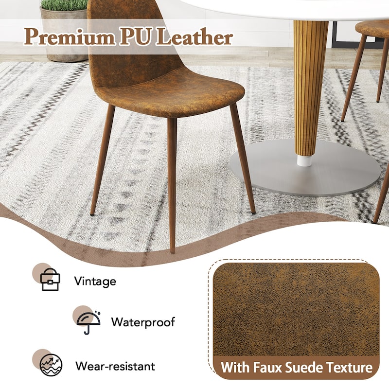 Gymax Dining Chair Set of 4 Faux PU Leather Upholstered Kitchen Chairs