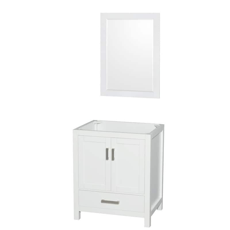 Wyndham Collection Sheffield 30" Hardwood Vanity Cabinet and Mirror - - White - Colored
