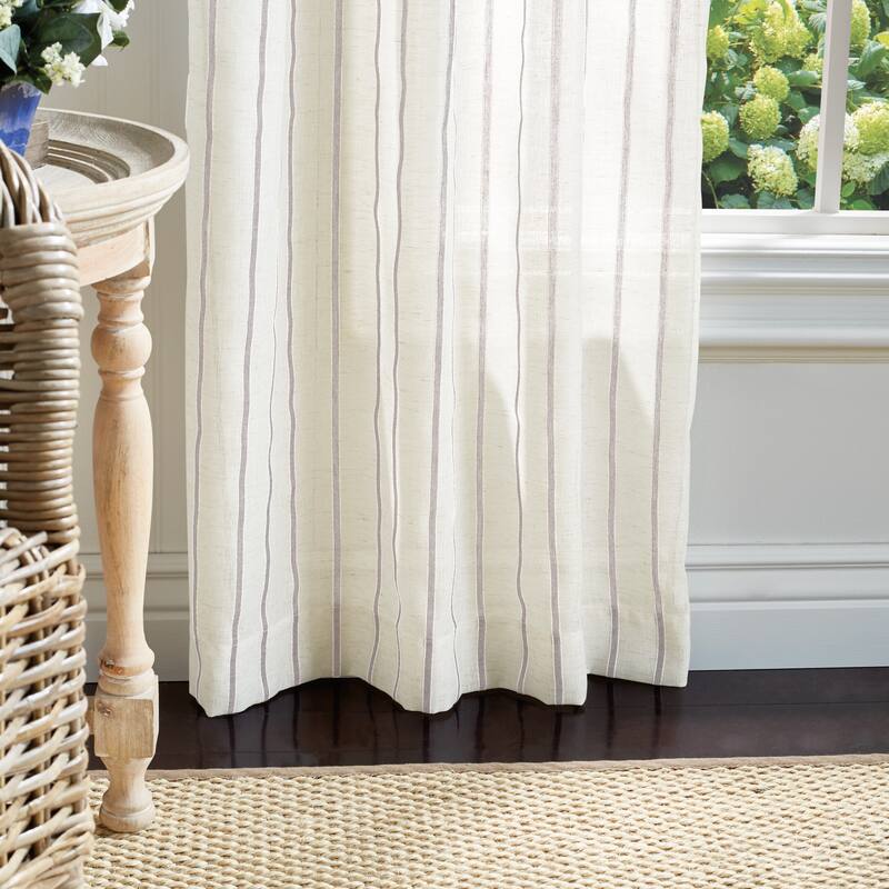 Martha Stewart Laguna Stripe Semi-Sheer Tie Tab Curtain Panel Pair